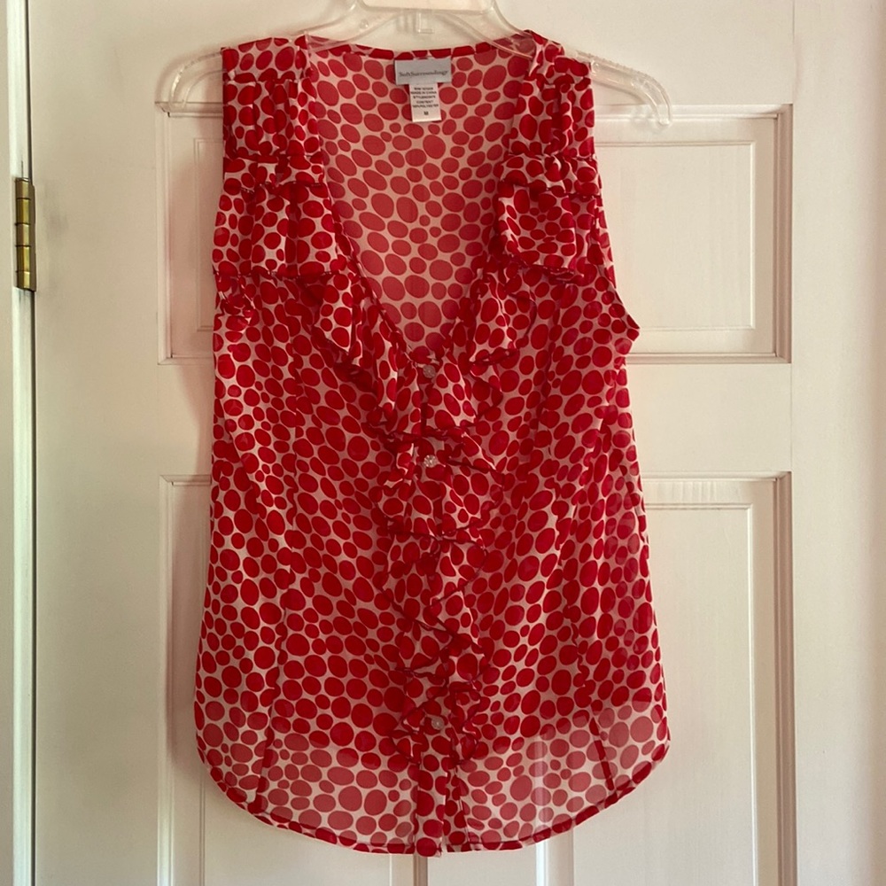 Soft Surroundings Red Polka Dot Blouse Med